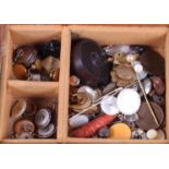 A quantity of cufflinks and dress studs, including 18ct gold, in brown leather box