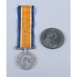 A WWI medal, 2nd Lieutenant J C Bailey, complete with ribbon, and a commemorative George III plaque