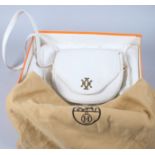 A vintage white ostrich skin handbag, by Hermes, with dust bag and card box