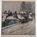 Morris Finigan?, 1922: a coloured etching, winter scene, in ebonised strip frame