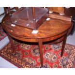 A 19th century mahogany circular drop leaf dining table, on square taper supports, 48" dia
