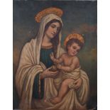 A 19th century oil on canvas, Madonna and Child, 20" x 16", unframed