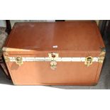 A faux leather finish travel trunk