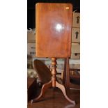 A 19th century rectangular mahogany tip top occasional table, on tripod base, 20" x 14"