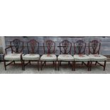 A set of six Hepplewhite design shield back dining chairs, on square taper and stretchered