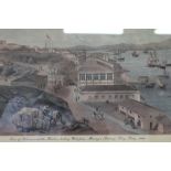 A set of three colour prints, early views of Hong Kong harbour, in Hogarth frames, and a number of