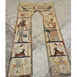 An Egyptian applique work door surround of traditional design, 100" x 35" approx