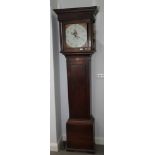 A 19th century long case clock, in oak case, thirty-hour movement with painted dial inscribed "