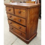 A 19th century mahogany chest of two short and three long drawers, on plinth base