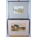 A P: an early 20th century watercolour, view of Sonning, 4 1/4" x 6 1/4", in silvered frame, and