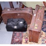 A leather Gladstone bag and a similar bag