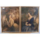 A pair of mid 19th century George Baxter/Le Blond prints, "The Day Before Marriage" and "Lovers