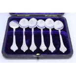 A set of six Britannia standard silver coffee spoons of late 17th century design, in fitted case,