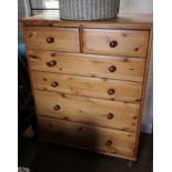 A modern pine chest of two short and four long drawers, 32" wide