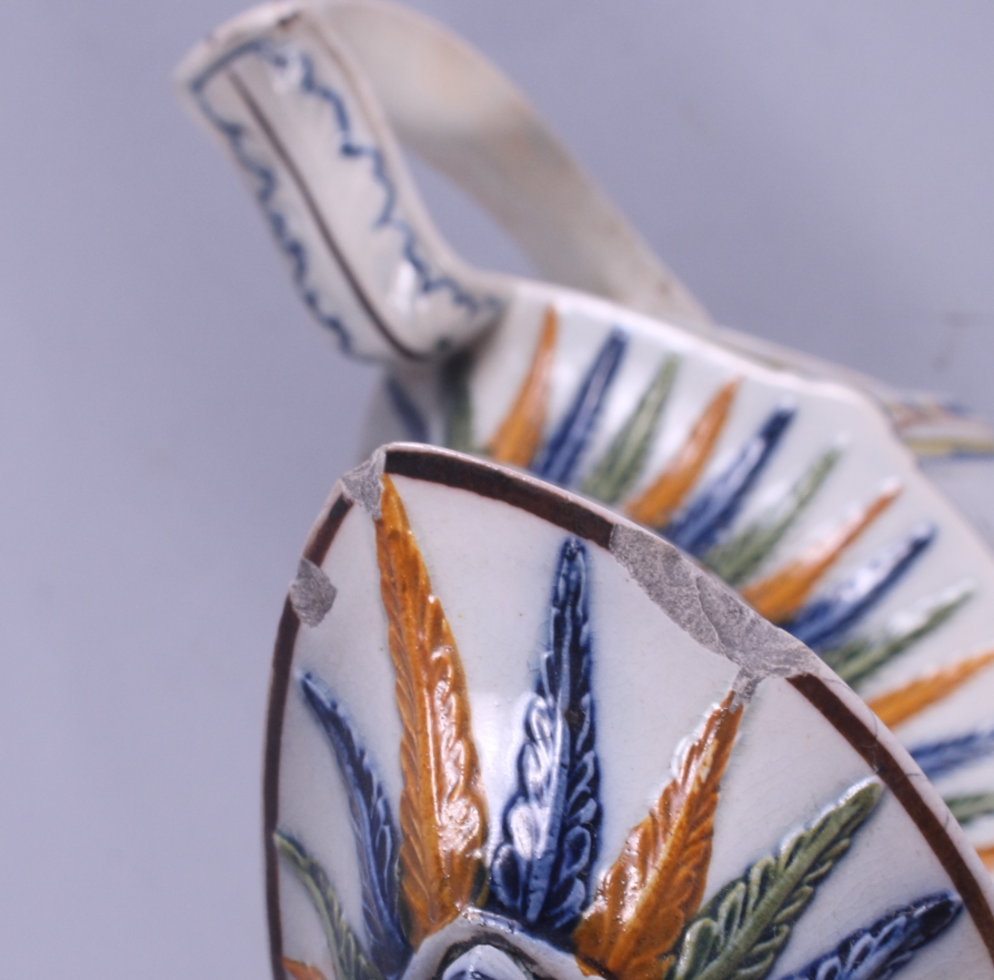 A late 18th century Prattware sprig decorated teapot with motto "Accept this as a Token of my - Image 3 of 6