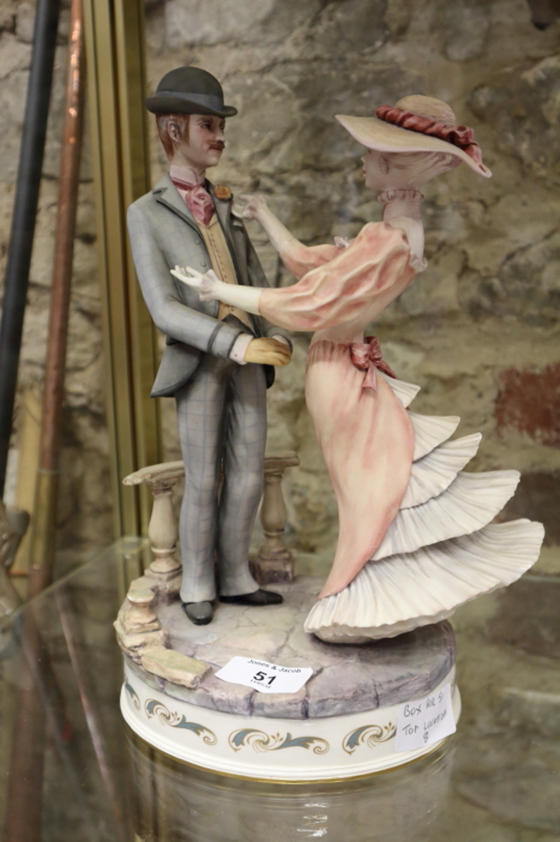 An Albany porcelain figure group, "Rendezvous", 18" high, in original box with certificate