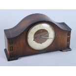 A Smiths 1930s walnut cased striking and chiming mantel clock, 8" high