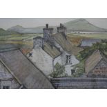 Patricia Adams: pen, ink and watercolour, "Upper Treleddyn, St David's Pembrokeshire", 9 1/2" x 13",