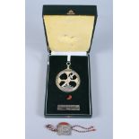 A Portuguese cast silver nautical astrolabe, in fitted presentation case, 4.4oz troy approx