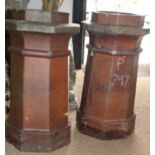 A pair of salt glazed chimney pots, 27" high and another smaller