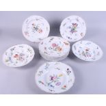 Seven 19th century "Meissen" dessert plates with floral decoration and three soup plates (some