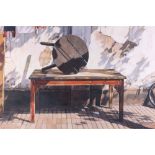 Pasket, '95: watercolours and body colour, sunlit tables, 15 1/2" x 23 1/2", in strip frame
