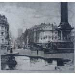 Luigi Kasimir: a signed etching, view of Trafalgar Square, in strip frame