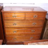 An Edwardian walnut chest of two short and three long graduated drawers, on block base, 42" wide
