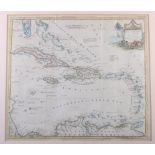 Thomas Conder: an 18th century hand-coloured map of the West Indies, engraved for Moore's Near and