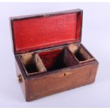 A mahogany and banded box with brass lion mask handles, 12" wide