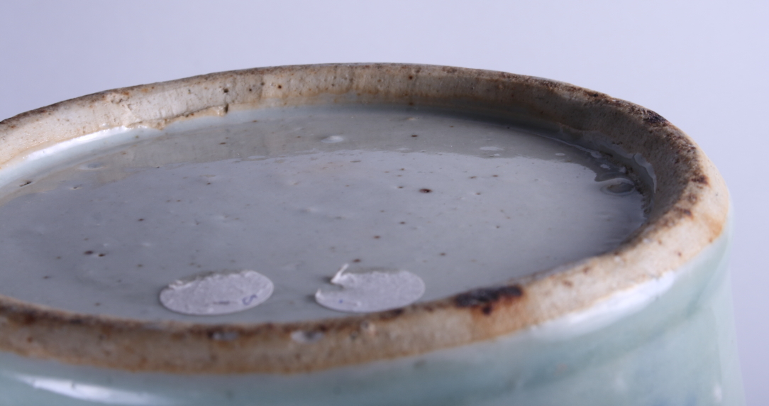 A 19th century Chinese celadon glazed baluster vase with applied handles, 13" high, and a Chinese - Image 5 of 5