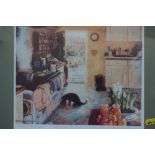 S T Derbishire: a signed colour print, "Making Marmalade", three still life and other pictures