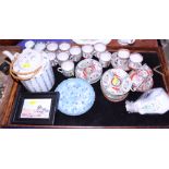 A Canton style coffee set, a poem decorated teapot and other Oriental ceramics, various