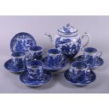 An early 20th century Chinese exportware blue and white porcelain "Willow" pattern porcelain tea