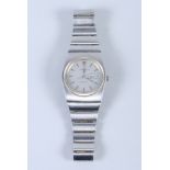 An Omega Constellation stainless steel wristwatch with Megaquartz 32 KHz movement, silvered dial