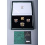 A 2001 gold three coin proof sovereign set, in case