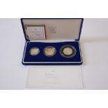 A 2003 silver piedfort three coin collection, in fitted case