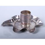 A silver vesta holder, formed as an oil lamp