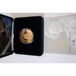 A 2002 gold £5.00 proof coin, Queen Elizabeth the Queen Mother memorial, in fitted case with COA