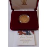 An Entente Cordiale one hundredth anniversary gold proof £5.00 crown, in fitted case with COA