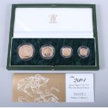 A 2004 gold proof sovereign four coin set, in case