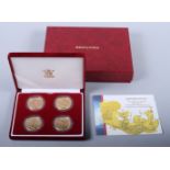 A set of four Britannia 1oz troy gold coins, in case