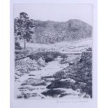 Donald Crawford: a drypoint engraving, "Derwent Water", pencil singed and label verso, in frame