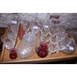 A 1950s cut glass part table service and other glass