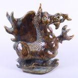 A James Hughes studio pottery dragon, 10" high