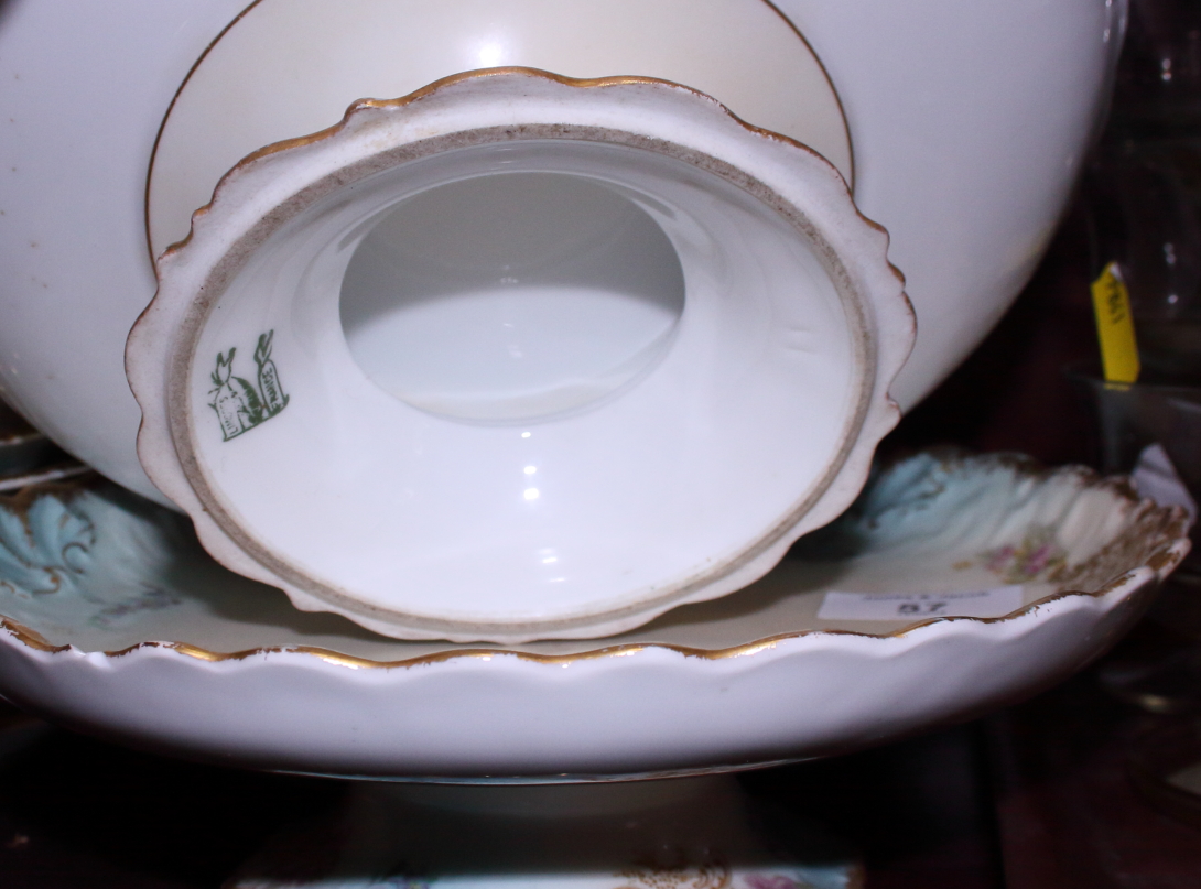 A Limoges porcelain part dessert service with floral and gilt highlighted borders - Image 2 of 2