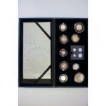 A Queen's 80th birthday silver coin collection, including Maundy money, in fitted case