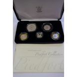 A 2007 piedfort five silver coin collection, in case