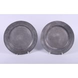 A pair of 19th century pewter plates, 9 1/2" dia