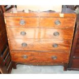 A 19th century mahogany chest of two short and three long drawers, on bracket supports, 40" wide